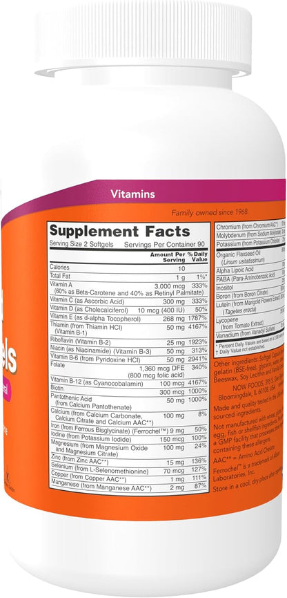 NOW Foods Liquid Multi Gels with Lutein, – B-Complex (B1, B2, B3, B5, B6, B12, Biotin, Folic Acid): Helps convert – Image 2