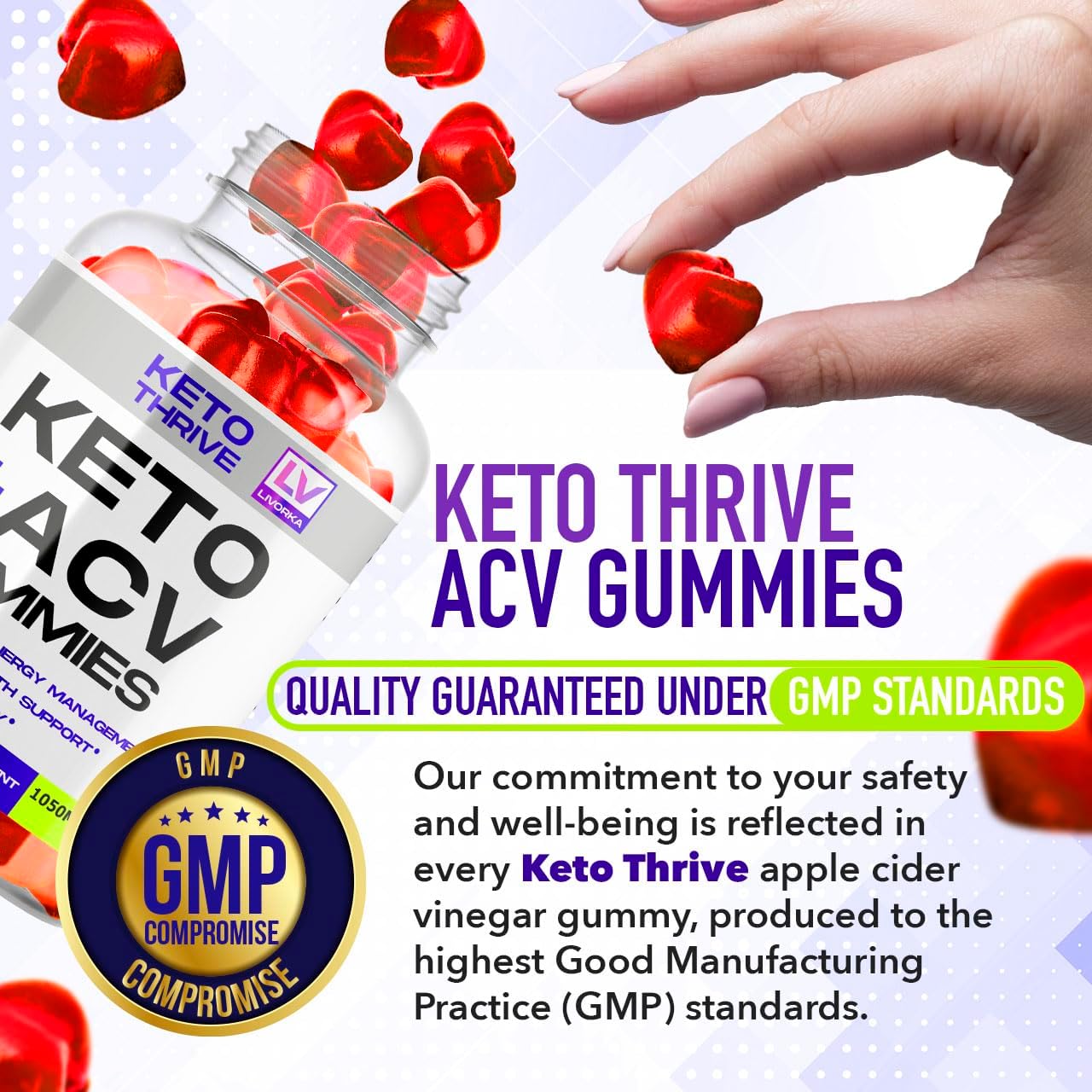 Keto Thrive ACV Gummies (3 Pack) - Apple Cider Vinegar Gummies 1050mg, 60 Gummies Per Bottle - görsel 5
