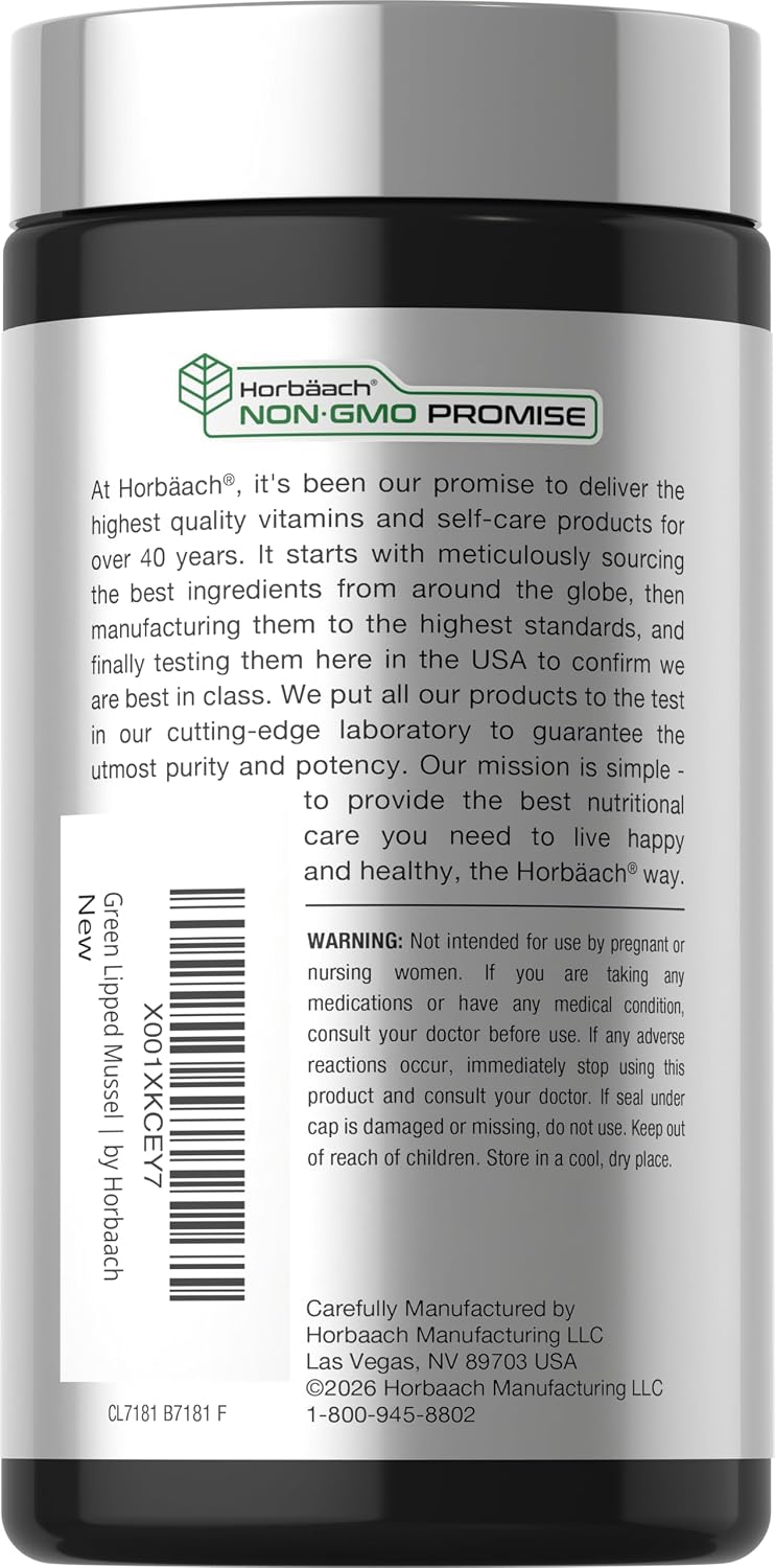 Horbäach Green Lipped Mussel, 120 Capsules, Freeze-dried from New Zealand - görsel 3