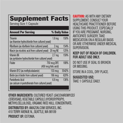 Elements B Complex – High Potency Whole Food Cultured, Vegan – 65 Capsules