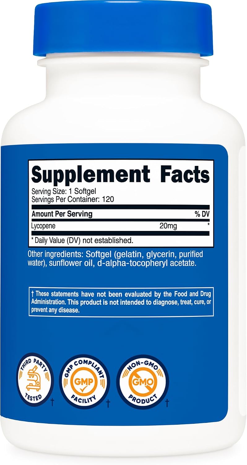 Nutricost Lycopene (20mg) 120 Soft Capsules - Gluten-free, Non-GM - görsel 5