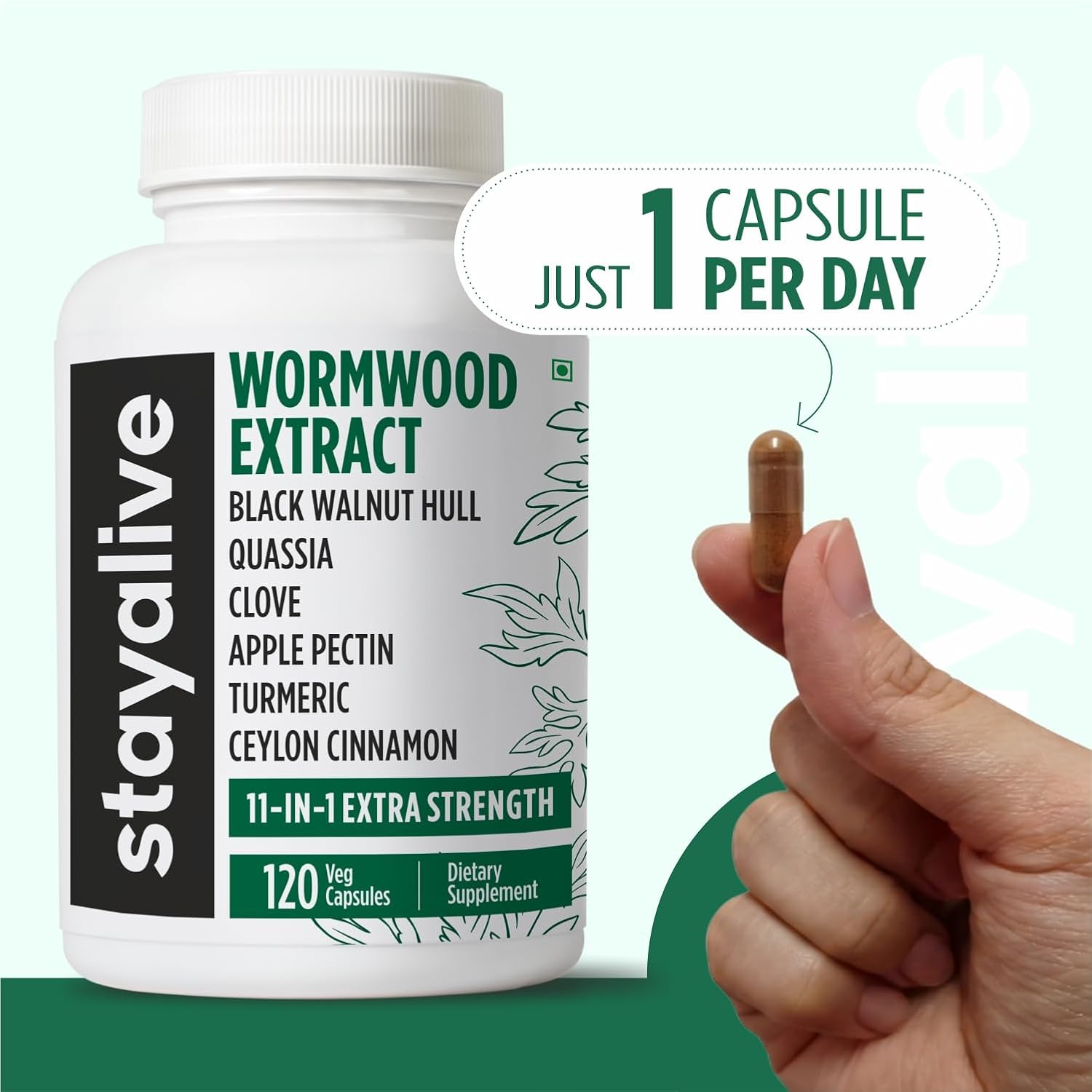 Wormwood Black Walnut Clove Cleanse Extract - 11-in-1 Extra Strength Complex, 120 Capsules - görsel 7