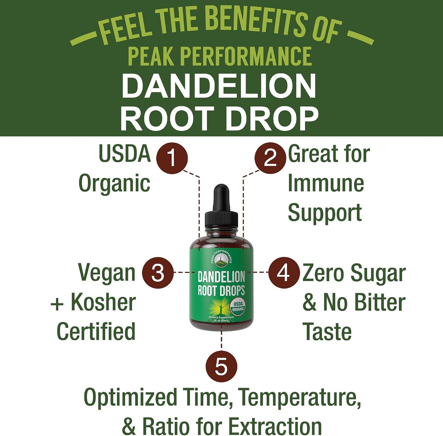 Dandelion Root Extract - USDA Organic Vegan Herbal Liquid Tincture - Immune, Liver, and Gut Health Support - Zero Sugar, Gluten-free - 60 ml - görsel 2