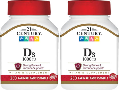 21st Century D3 1000 IU Softgels, 250 Capsules