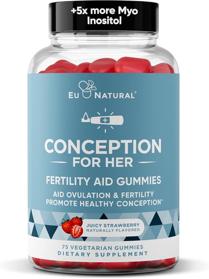 Conception for Her Fertility Gummies - Strawberry Pectin Gummies with Myo Inositol and Folate (75 Gummies)