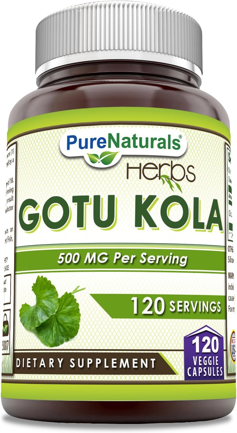 Pure Naturals Gotu Kola Supplement | 500 mg per serving | 120 Vegetable Capsules - görsel 1