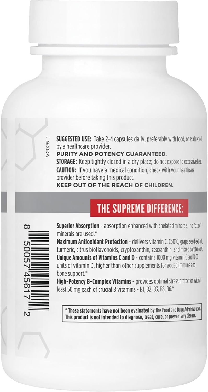 NBI Supreme Daily Multivitamin with Vitamin A, C, D, E, K, B6, B12 | Multi Mineral Supplement for Men & Women | 120 Vegetarian Capsules - görsel 3