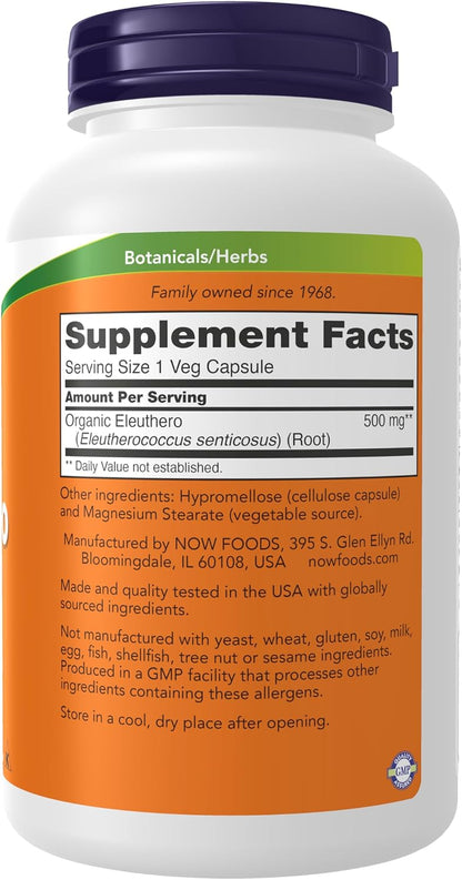 NOW Supplements, Eleuthero (Eleutherococcus senticosus) 500 mg, Adaptogenic Herb, 250 Vegetable Capsules