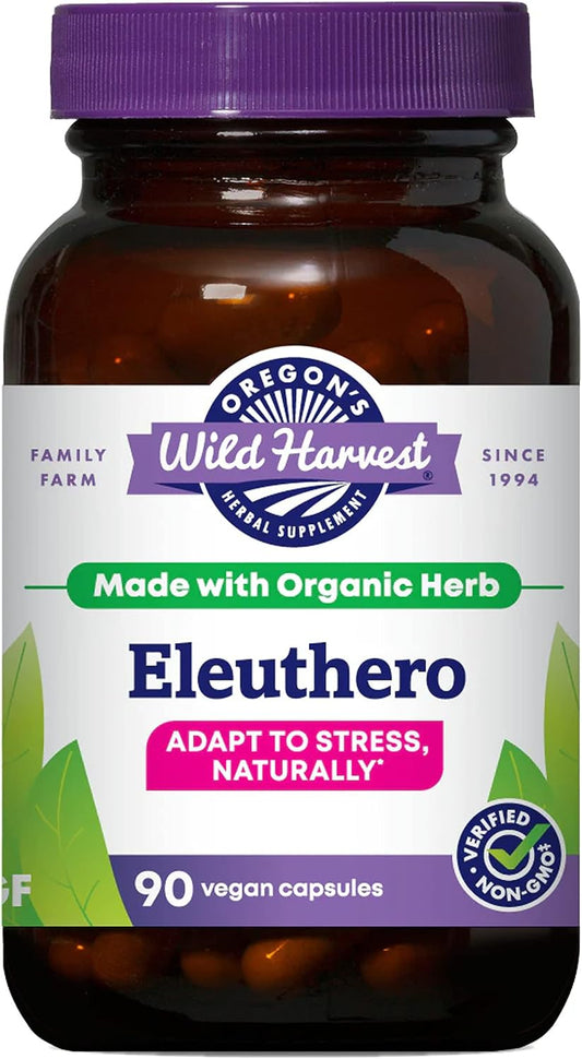 Oregon's Wild Harvest Non-GM Eleuthero Capsules, Organic Herbal Supplement, 90 Count