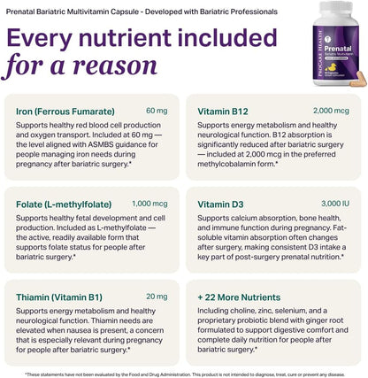 ProCare Health Prenatal Bariatric Multivitamin with Iron, 60 Capsules