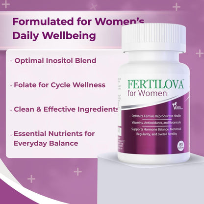 Fertilova – Women's Fertility Support Supplement | For Hormonal Balance and Menstrual Regularity | 60 Vegan Capsules (2-Month Supply)