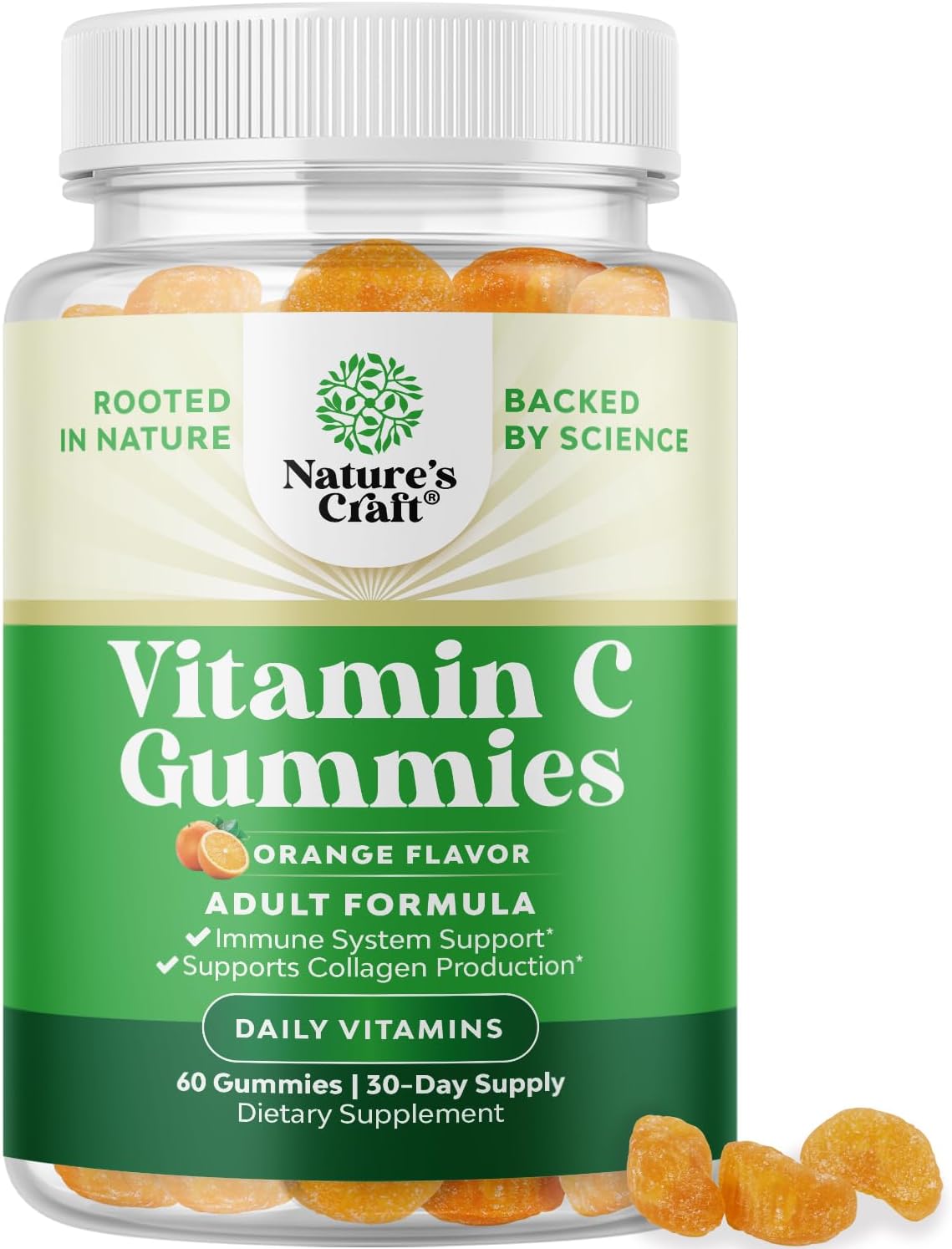 Chewable Vitamin C Gummies for Adults - Halal Vitamin C Immune Support Gummies - Ascorbic Acid Natural Gummy Immune Booster for Adults and Natural Cold Remedy Gummy Vitamins - 60 Count - görsel 1