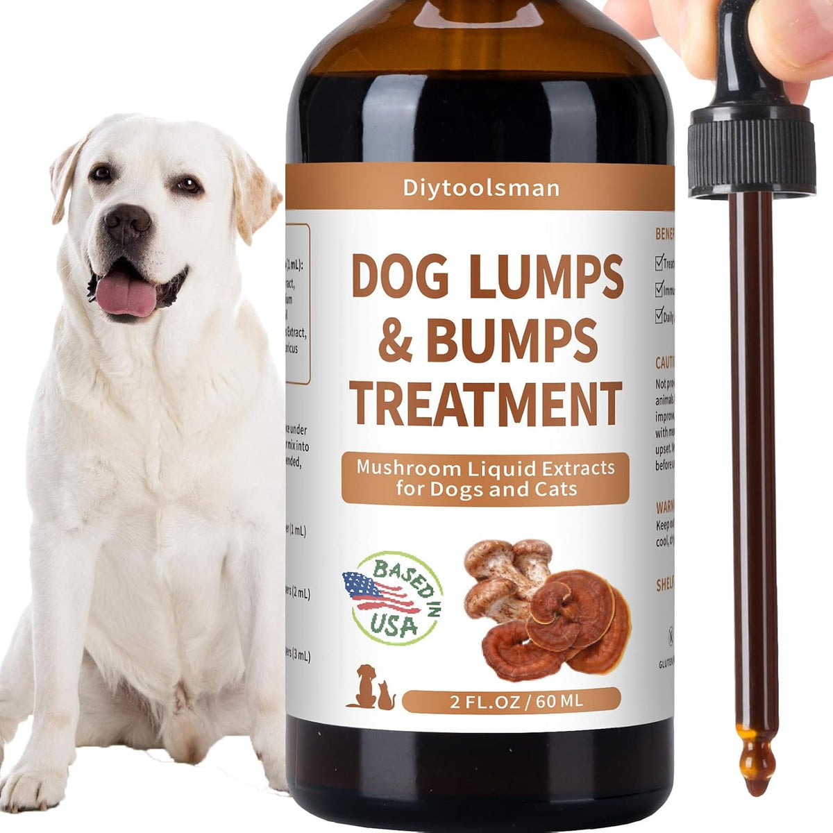 Dog Lumps and Bumps Treatment – Mushroom Supplement for Dogs – with Reishi & Turkey Tail Mushrooms, 3.52 fl oz Liquid - görsel 1