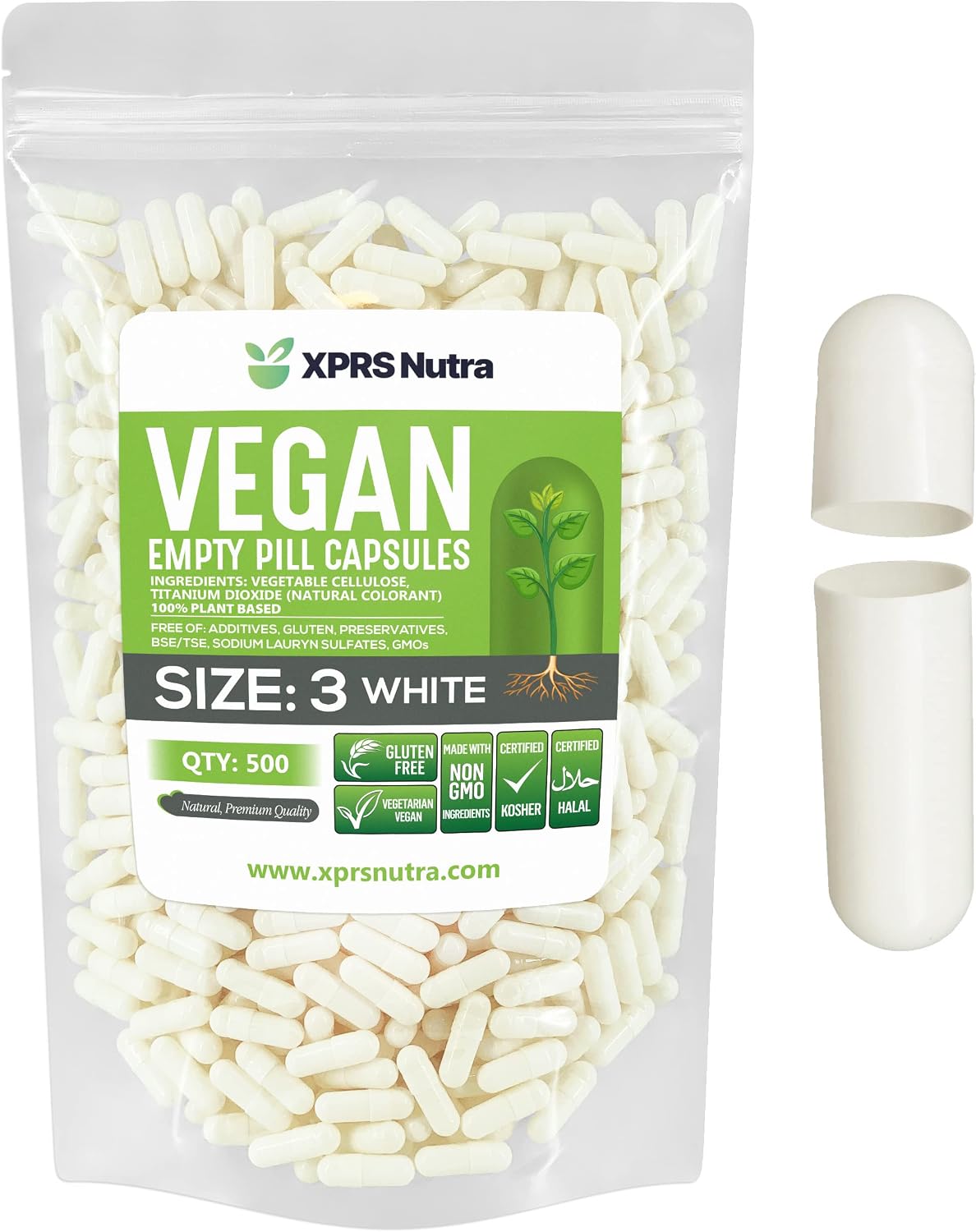 XPRS Nutra Size 3 Empty Capsules - 100 Capsules Empty Vegan - Vegetarian Empty Pill Capsules - DIY Vegetable Capsule Filling - Veggie Pill Caps (Forest Green) - görsel 8