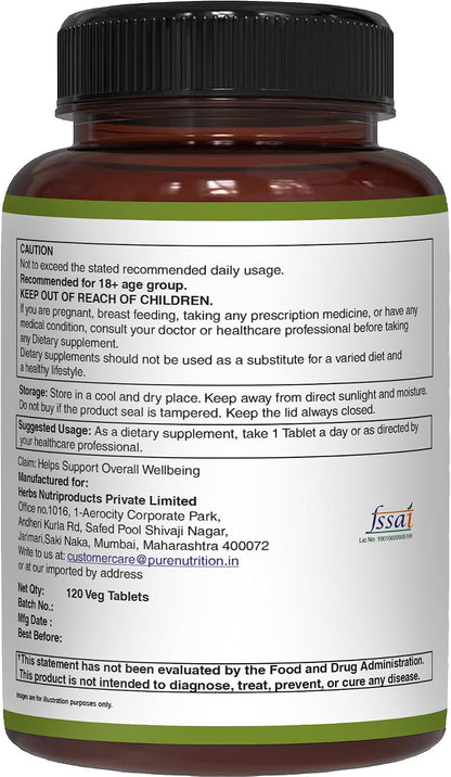 Pure Nutrition Vitamin K Complex K1 + K2, 2250 mcg, 120 Veg Tablets