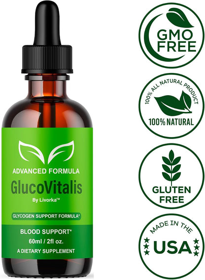 GlucoVitalis Drops (2-Pack) - Liquid Supplement, All-Natural Advanced Formula, 2-Month Supply