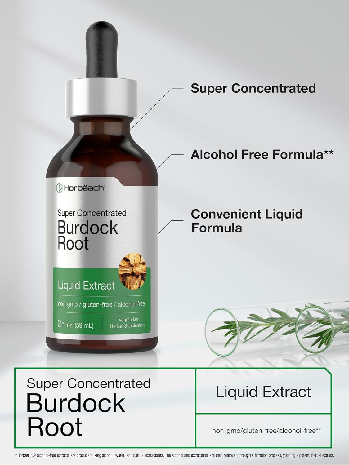 Horbäach Burdock Root Tincture | Super Concentrated Herbal Extract | 2 fl oz - görsel 4
