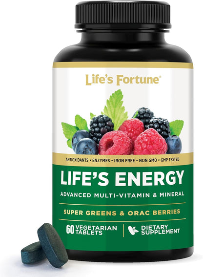 Life's Energy Advanced Daily Multivitamin with Super Greens - Energy & Immune Support - Non-GMO, Vegetarian - 120 Tablets