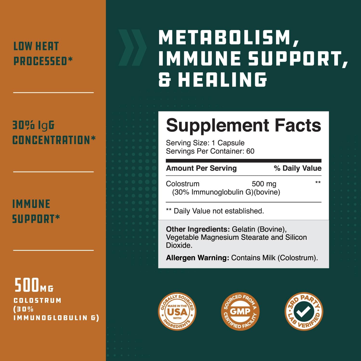 Bovine Colostrum Capsules with Immunoglobulin G – Gut Health, Immune Support and Muscle Recovery (60 Capsules) - görsel 3