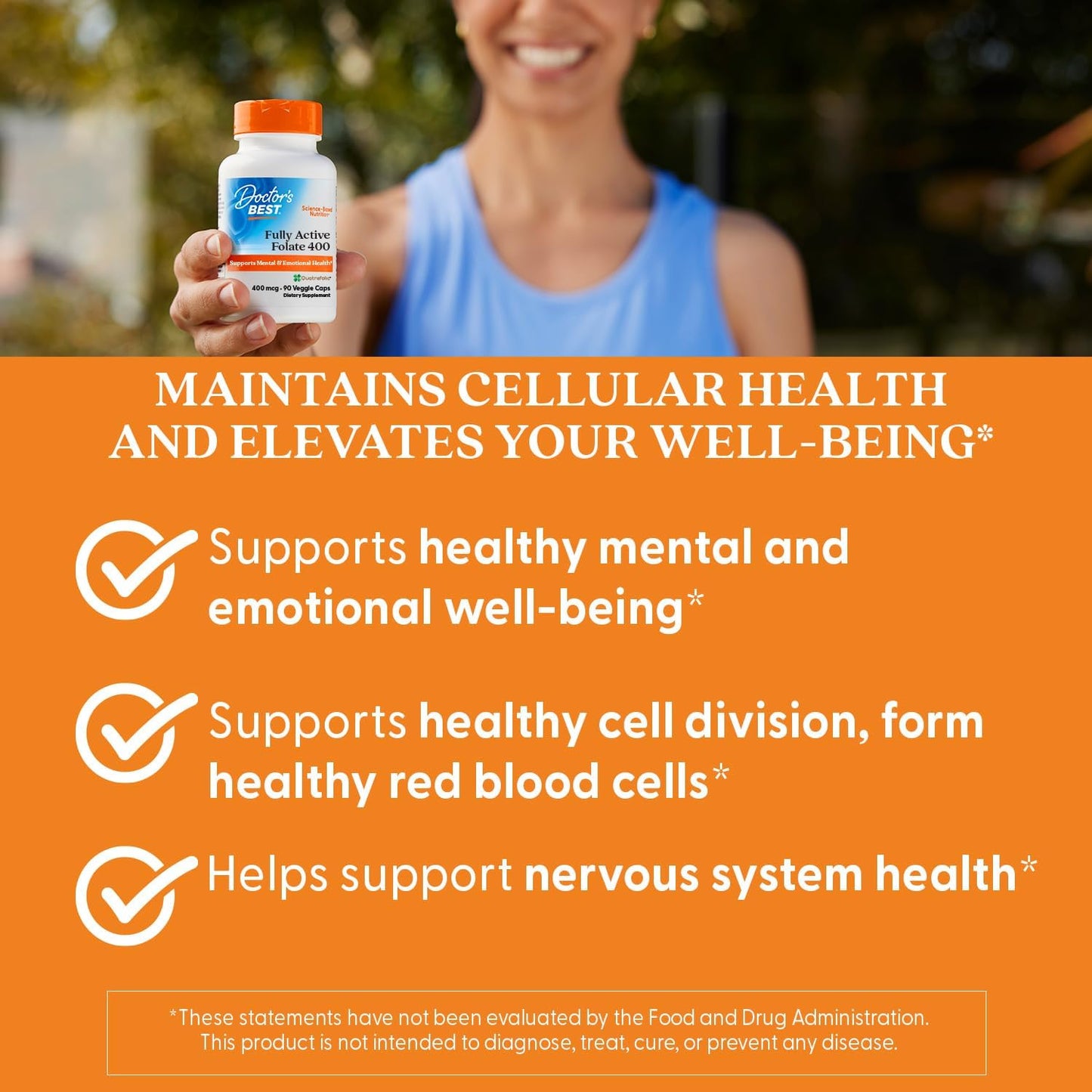 Doctor's Best Fully Active Folate with Quatrefolic, 400 mcg, 90 Vegetarian Capsules - görsel 6
