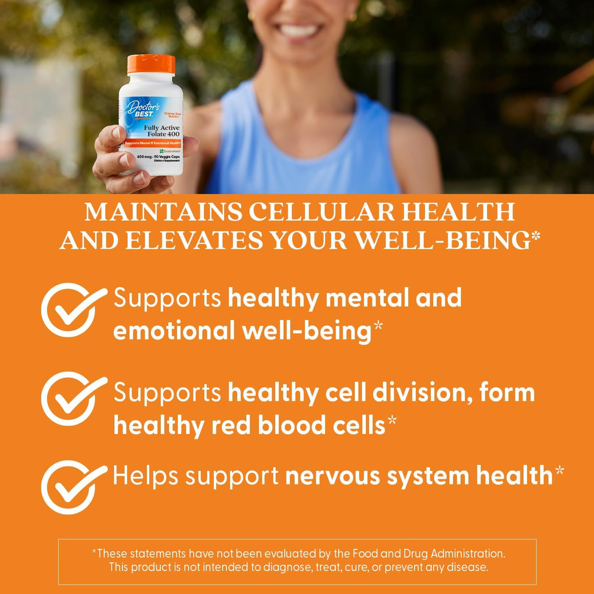 Doctor's Best Fully Active Folate with Quatrefolic, 400 mcg, 90 Vegetarian Capsules - görsel 6