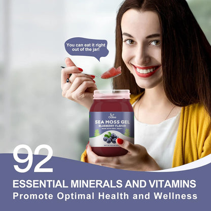 OALSE Sea Moss Gel - Blueberry Flavour, 525g – Calcium – supports bone health – Image 2