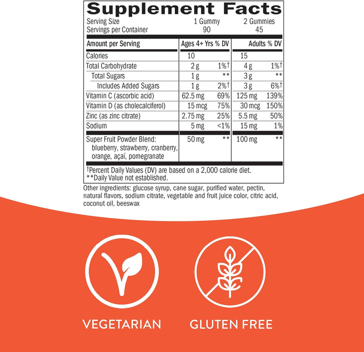 Nature's Way Immune Power, Triple Action Immune Support Blend, Vitamins C & D, Zinc, Strawberry-Orange Gummies - 90 Count - görsel 4