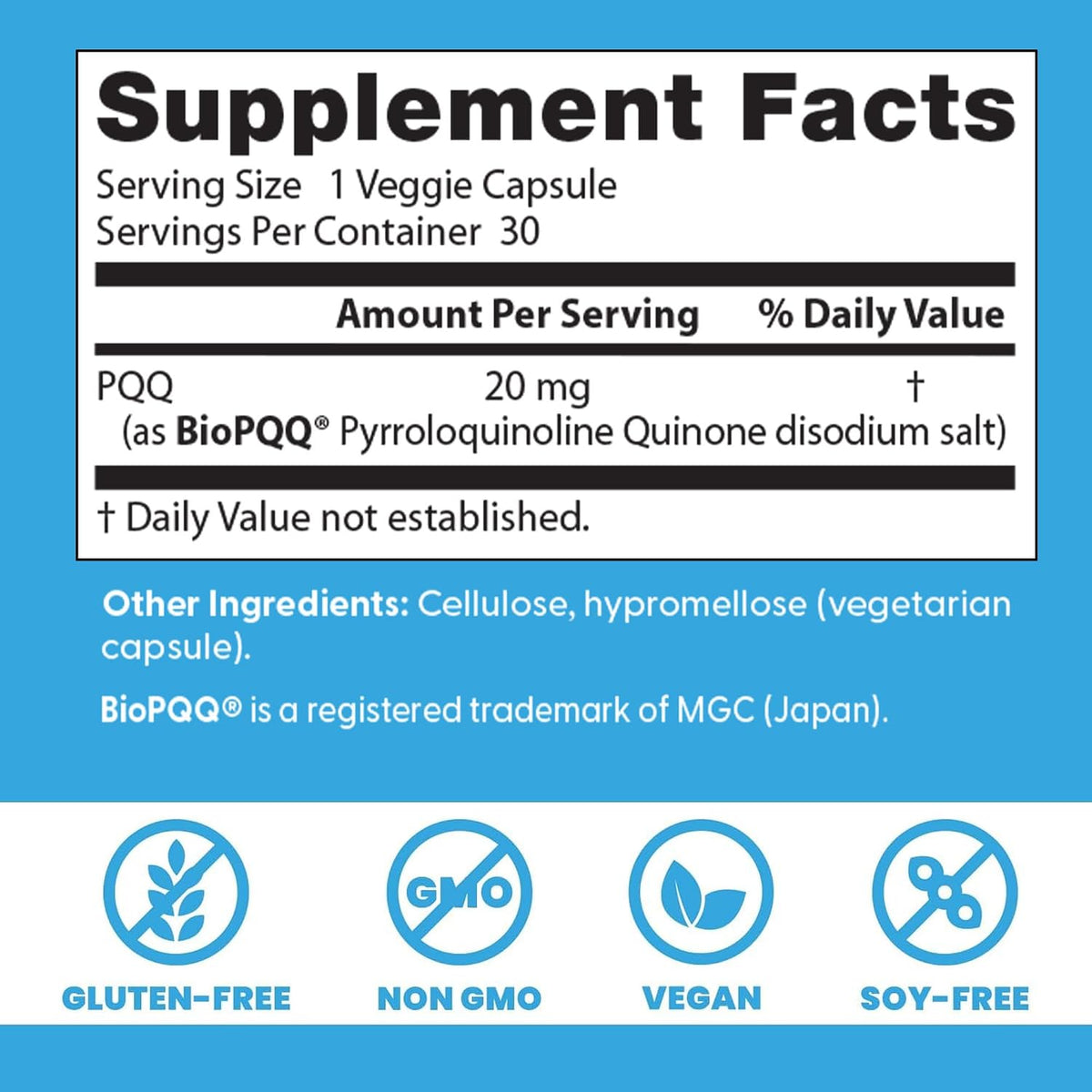 Doctor's Best PQQ with BioPQQ – 20 mg, 30 Veg Capsules - görsel 2