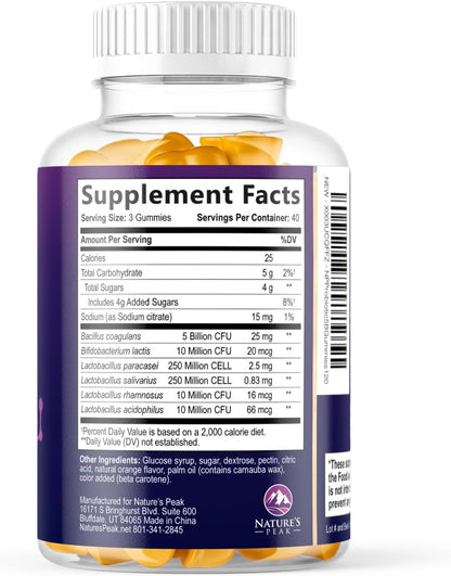 Probiotic Gummies - 6 Premium Probiotic Strains - Daily Gut Health Supplement for Women, Men & Teenagers - 120 Gummies
