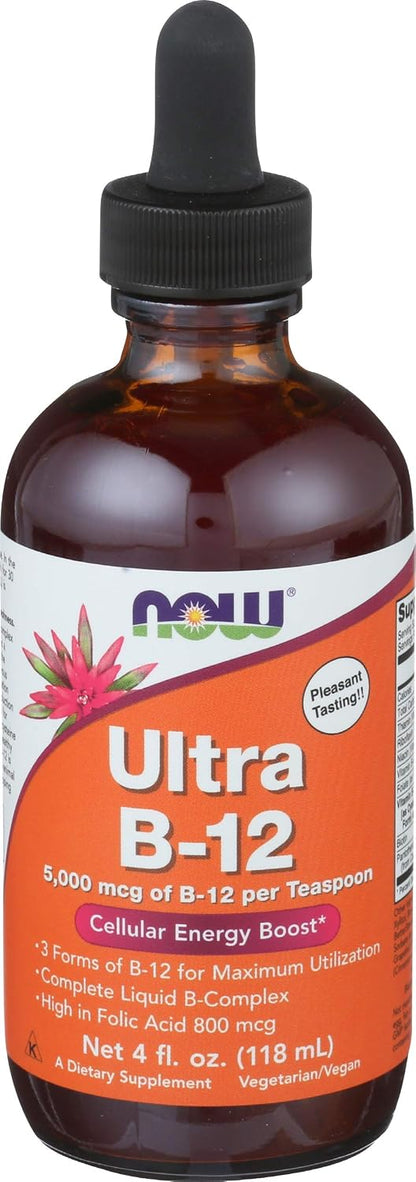 NOW Supplements, Ultra B-12 Liquid with Folic Acid, 118 ml