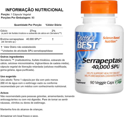 Doctor's Best Serrapeptase 40,000 Units – 90 Capsules