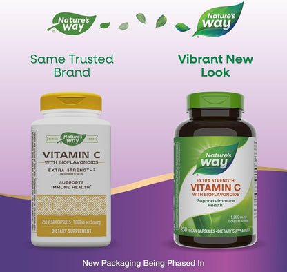 Nature's Way Extra Strength Vitamin C with Bioflavonoids, 1000 mg, 250 Vegan Capsules