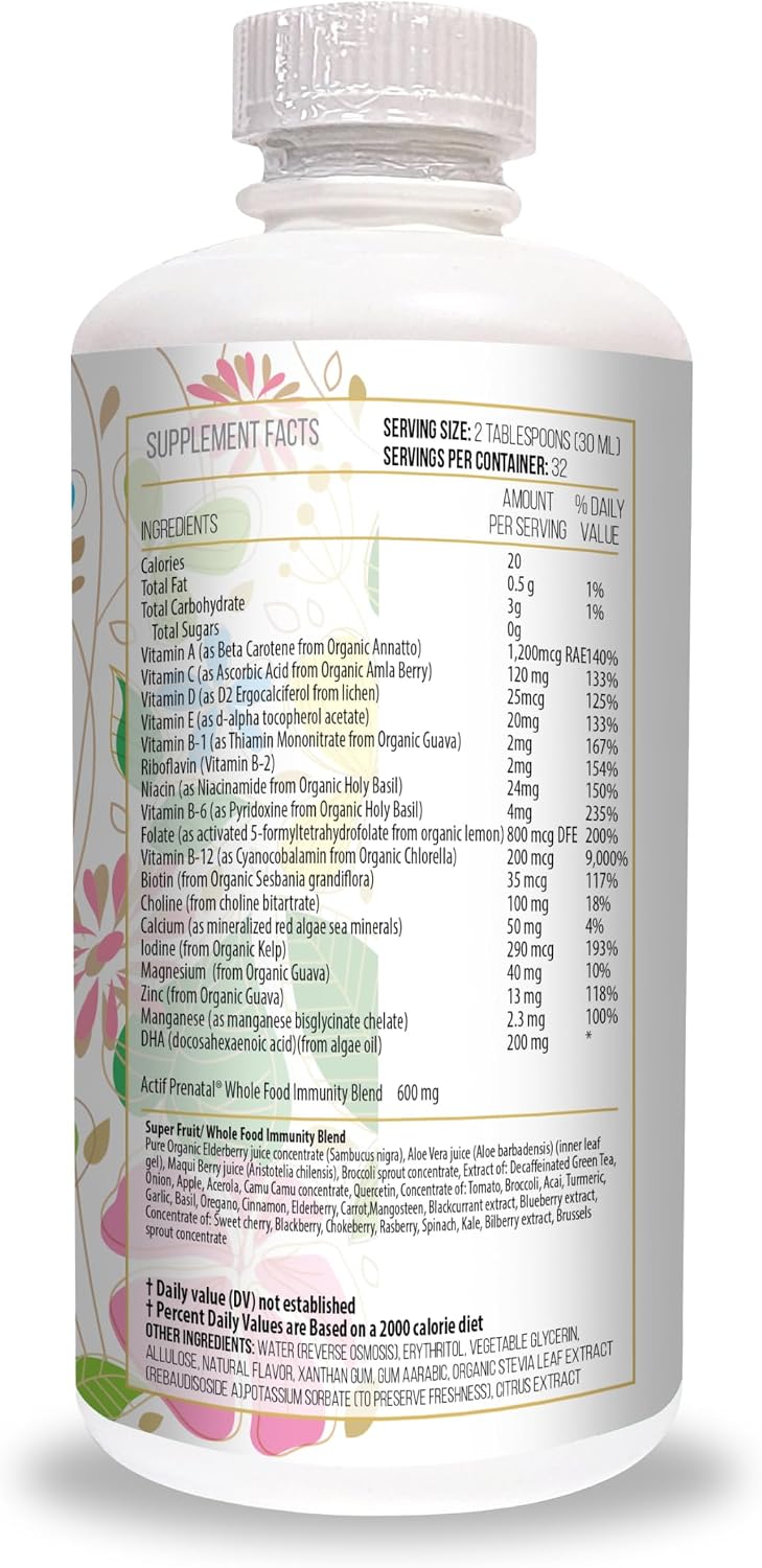 ACTIF Organic Complete Antenatal Liquid with 35+ Vitamins and Organic Herbs, with DHA and Choline, Non-GM, Made in the USA, 946ml - görsel 3