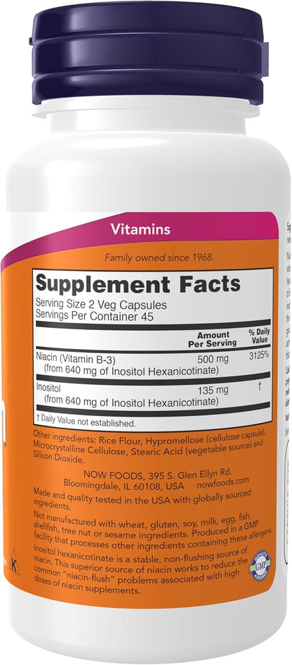 NOW Foods Niacin (Vitamin B-3) 250 mg, Flush-Free, 90 Vegan Capsules