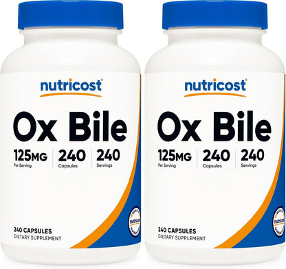 Nutricost Ox Bile Capsules 500mg (120 Capsules) - Non-GM, Gluten-free