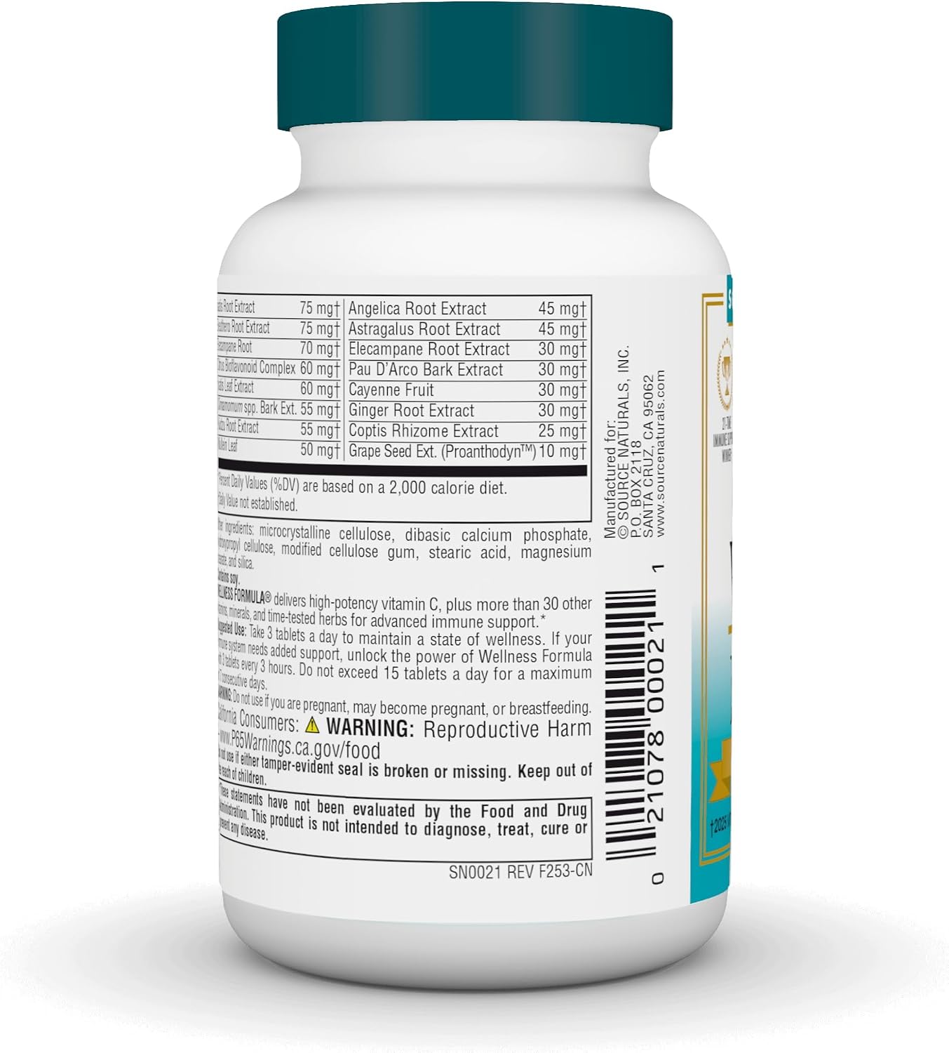 Source Naturals Wellness Formula Bio-Aligned Vitamins & Herbal Defence - Immune System Support Supplement - 45 Tablets - görsel 3