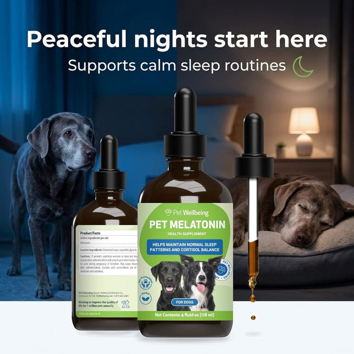 Pet Wellbeing Pet Melatonin for Dogs – Veterinary-Formulated Sleep Support, 118 ml - görsel 2