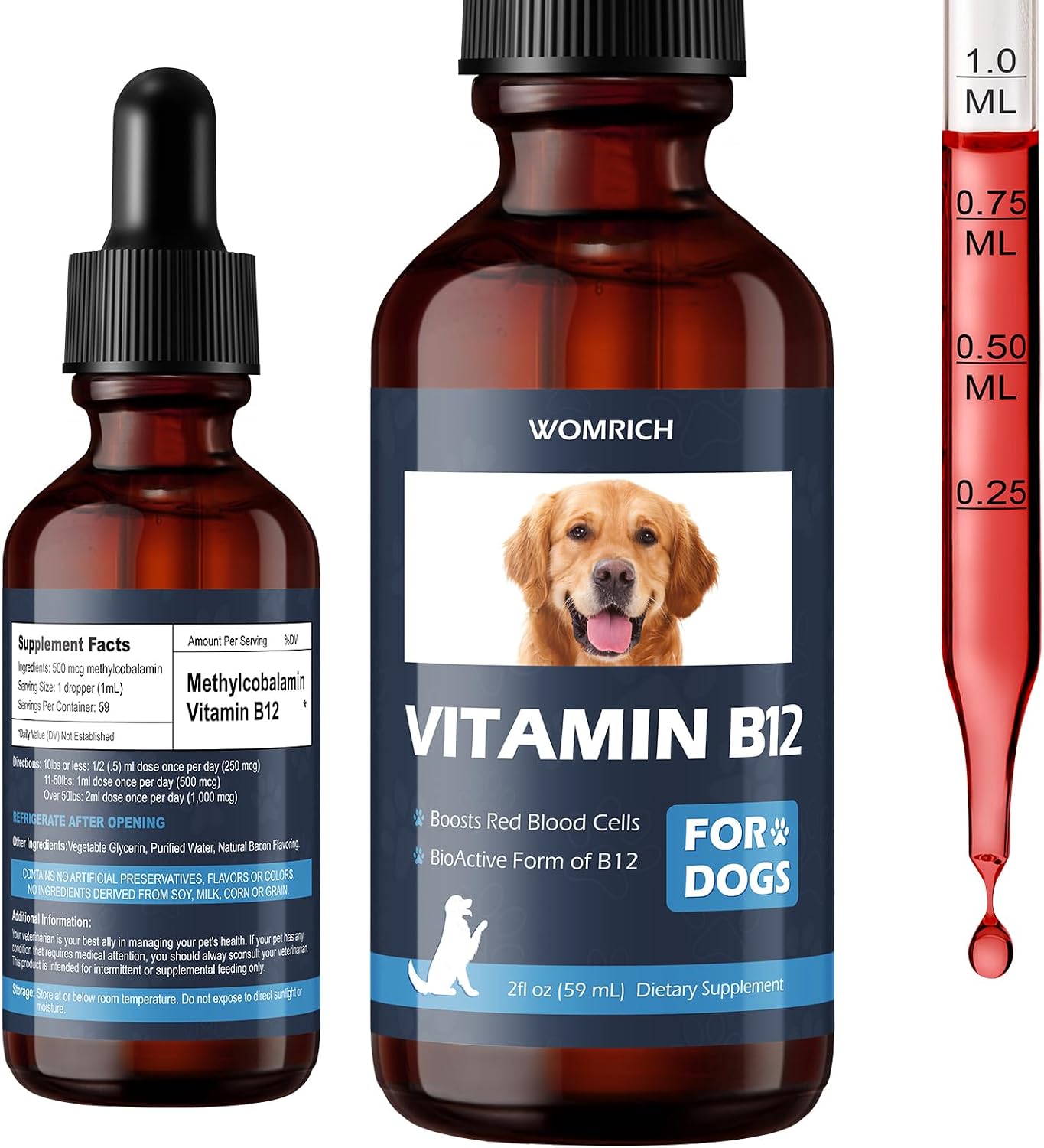 Appetite Stimulant Vitamin B12 for Dogs | Methylcobalamin (Methyl B12) | Supports Red Blood Cell Formation, Energy, Nervous System | 60 ml - görsel 1