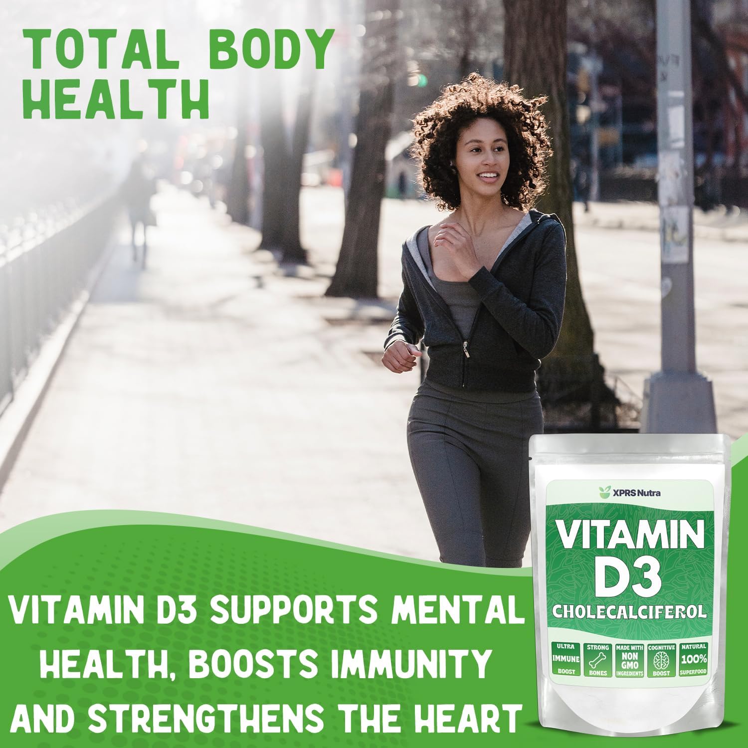 XPRS Nutra Vitamin D3 Powder (Cholecalciferol) - Unflavoured Vitamin D for Bones and Immunity - 227g - görsel 3