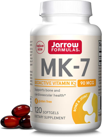 Jarrow Formulae MK-7 90 mcg - Bioactive Vitamin K2 (MK-7) - Bone & Heart Health - 120 Softgels