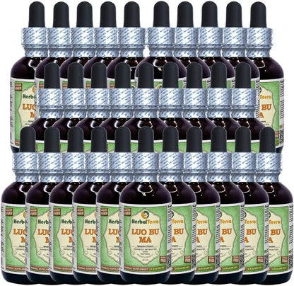 Luo Bu Ma, Dogbane (Apocynum Venetum) Glycerite, Dried Leaf Alcohol-Free Liquid Extract (Brand name: HerbalTerra) 30 x 60 ml