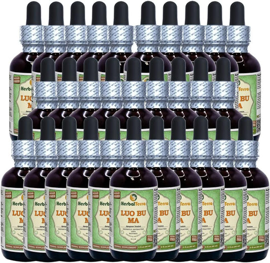 Luo Bu Ma, Dogbane (Apocynum Venetum) Glycerite, Dried Leaf Alcohol-Free Liquid Extract (Brand name: HerbalTerra) 30 x 60 ml