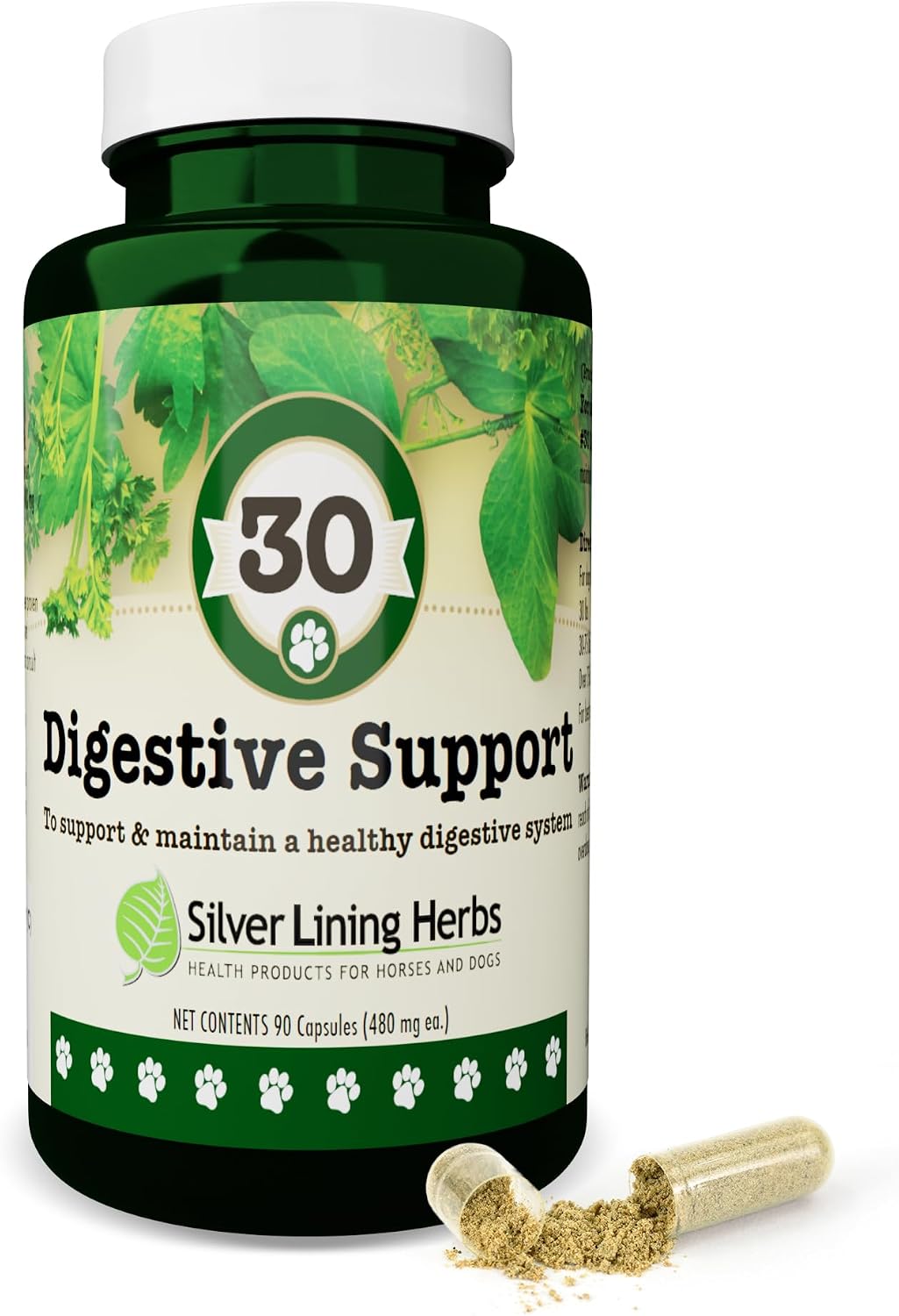 Silver Lining Herbs Dog Digestive Support – Natural Herbal Blend for Healthy Digestion & Gut Function – 90 Capsules - görsel 1