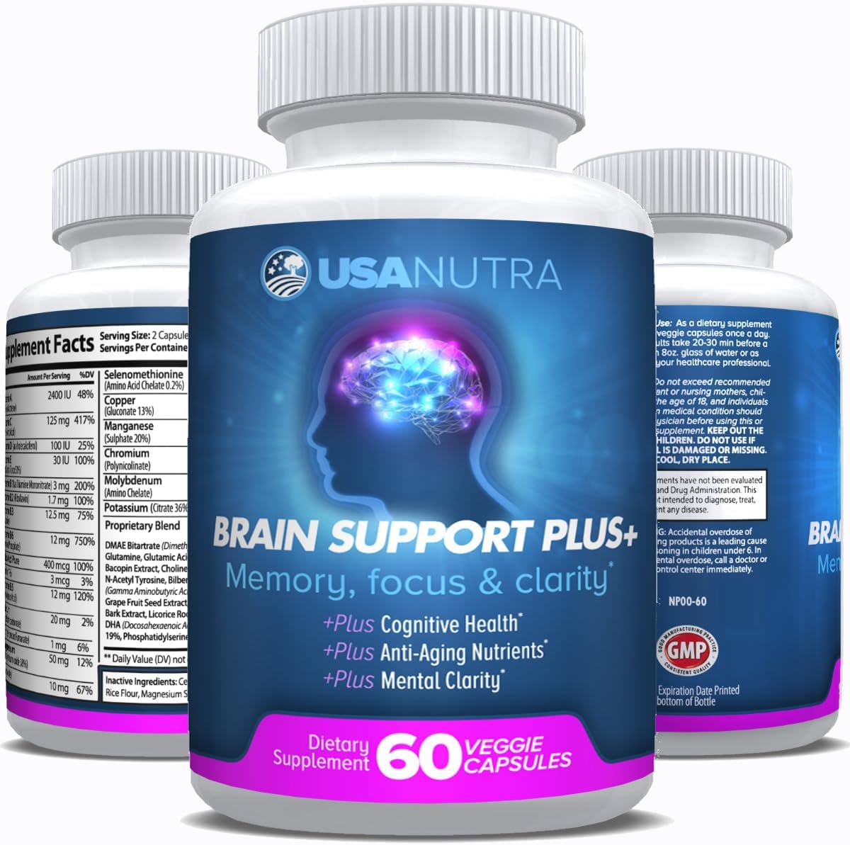 Brain Support Plus - Memory and Focus Supplement with B Vitamins and Herbal Extracts, 60 Capsules - görsel 1