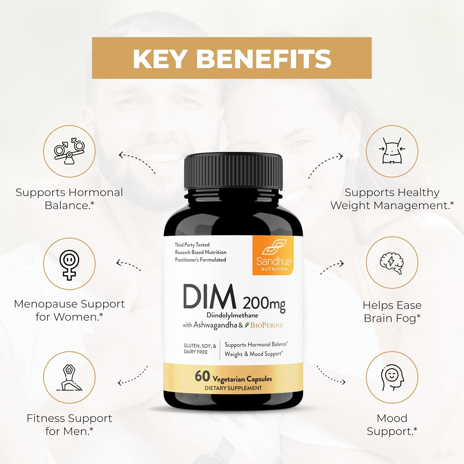 Sandhu's DIM Supplement 200 mg with Ashwagandha and BioPerine - 60 Capsules - görsel 4