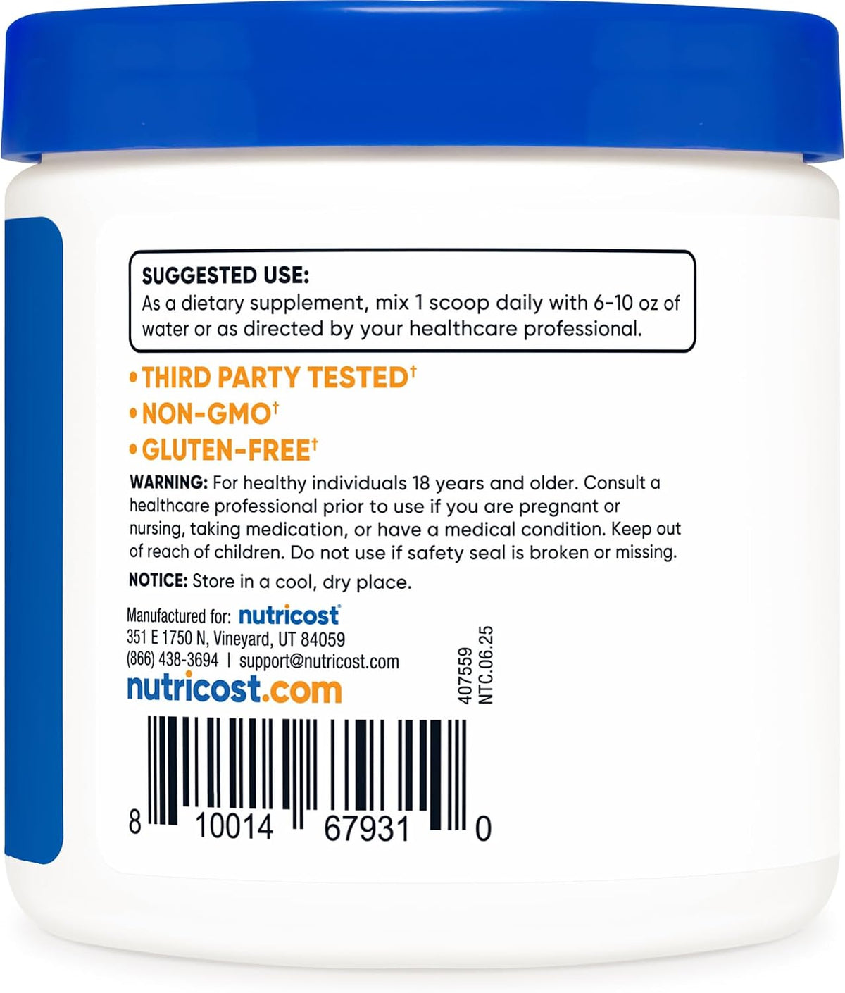 Nutricost L-Carnitine Tartrate Powder (100 g) – 1 Gram per Serving, 100 Servings - görsel 4