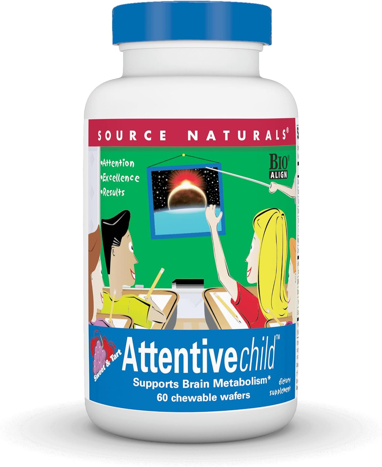 Source Naturals Attentive Child - Cognitive Support for Active Children - 60 Chewable Wafers - görsel 1