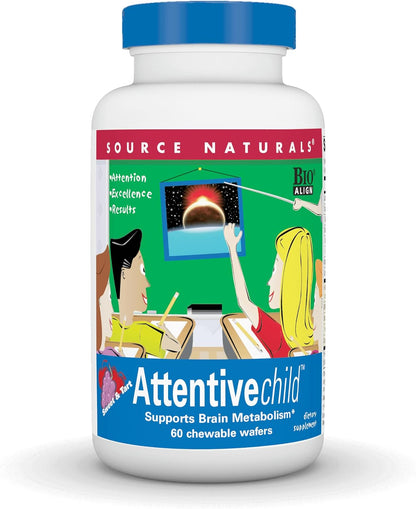 Source Naturals Attentive Child - Cognitive Support for Active Children - 60 Chewable Wafers