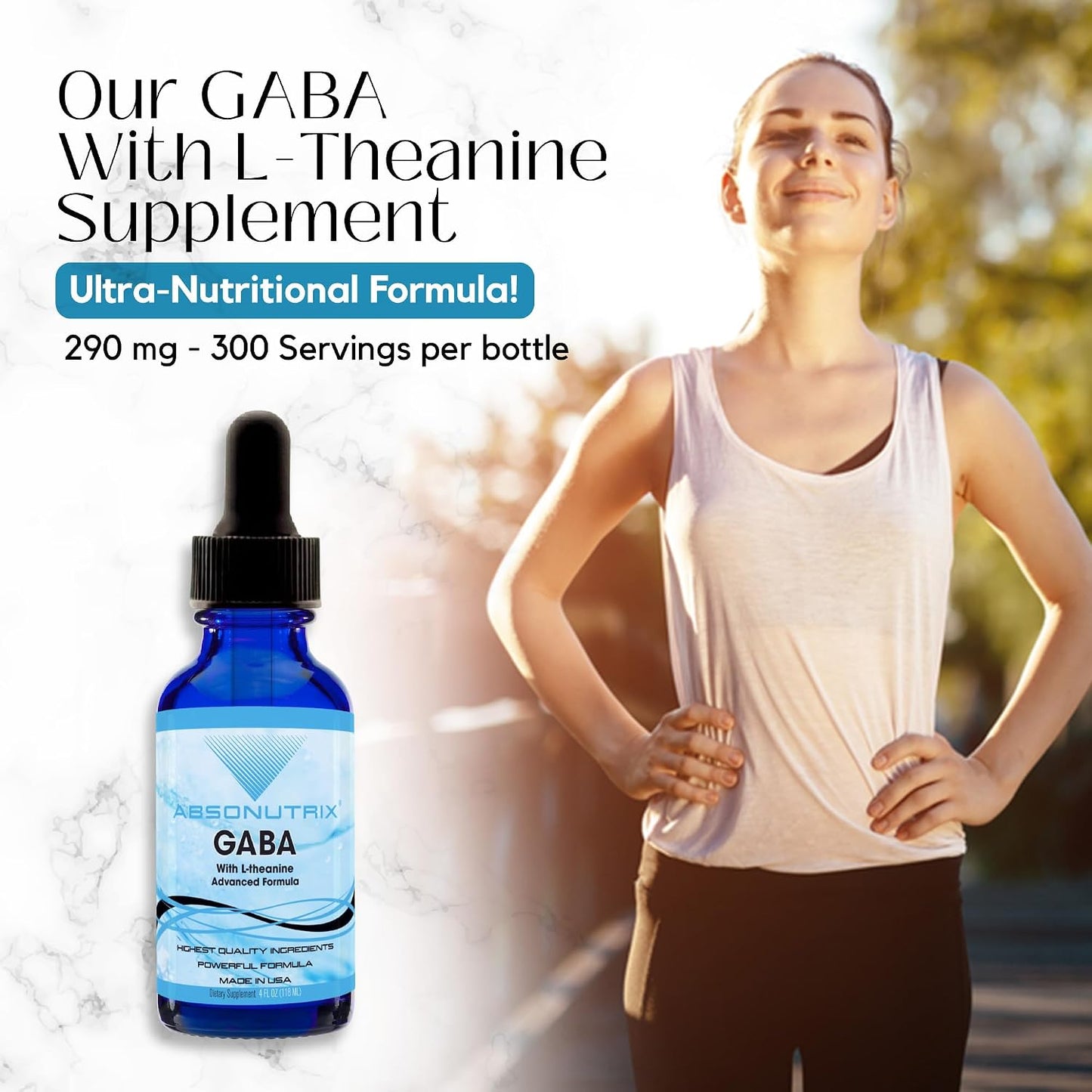 Absonutrix GABA with L-Theanine 290 mg Liquid Supplement, 4 oz (300 Servings) - görsel 4