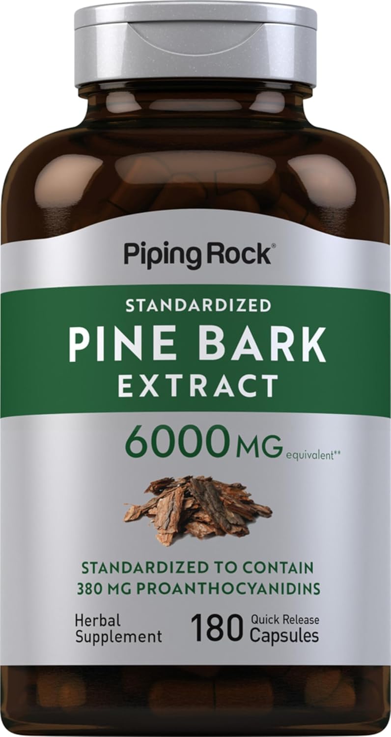 Piping Rock Pine Bark Extract Capsules | 180 Count | Standardised Herbal Supplement | Non-GM & Gluten-free - görsel 1